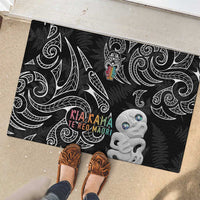 Kia Hara Te reo Maori Rubber Doormat Manaia Moko Pattern