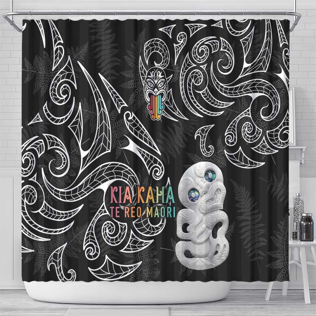 Kia Hara Te reo Maori Shower Curtain Manaia Moko Pattern LT7 - Polynesian Pride
