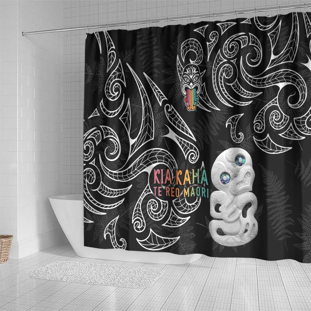 Kia Hara Te reo Maori Shower Curtain Manaia Moko Pattern LT7 - Polynesian Pride