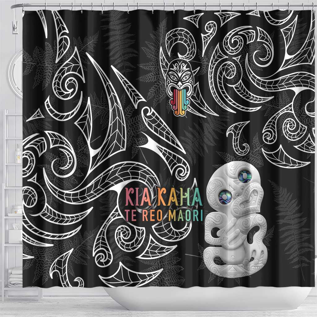 Kia Hara Te reo Maori Shower Curtain Manaia Moko Pattern LT7 - Polynesian Pride