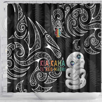 Kia Hara Te reo Maori Shower Curtain Manaia Moko Pattern LT7 - Polynesian Pride