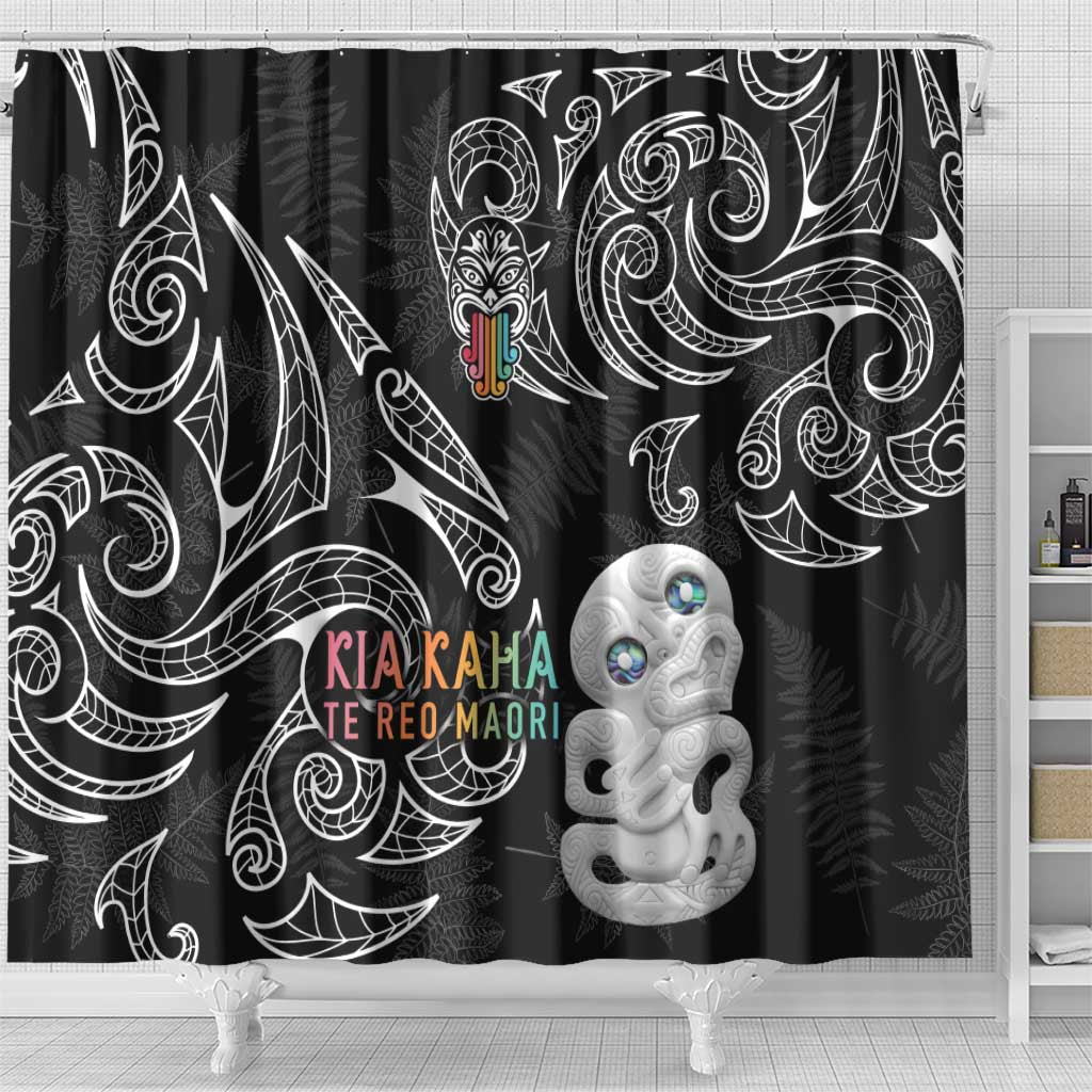 Kia Hara Te reo Maori Shower Curtain Manaia Moko Pattern LT7 - Polynesian Pride