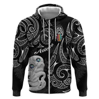 Kia Hara Te reo Maori Zip Hoodie Manaia Moko Pattern
