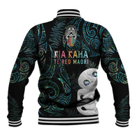 Kia Hara Te reo Maori Baseball Jacket Manaia Moko Mix Paua Shell