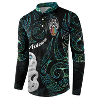 Kia Hara Te reo Maori Button Sweatshirt Manaia Moko Mix Paua Shell