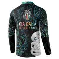 Kia Hara Te reo Maori Button Sweatshirt Manaia Moko Mix Paua Shell