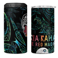 Kia Hara Te reo Maori 4 in 1 Can Cooler Tumbler Manaia Moko Mix Paua Shell LT7 One Size: 16 oz Green - Polynesian Pride