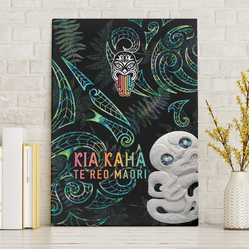 Kia Hara Te reo Maori Canvas Wall Art Manaia Moko Mix Paua Shell