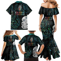 Kia Hara Te reo Maori Family Matching Mermaid Dress and Hawaiian Shirt Manaia Moko Mix Paua Shell