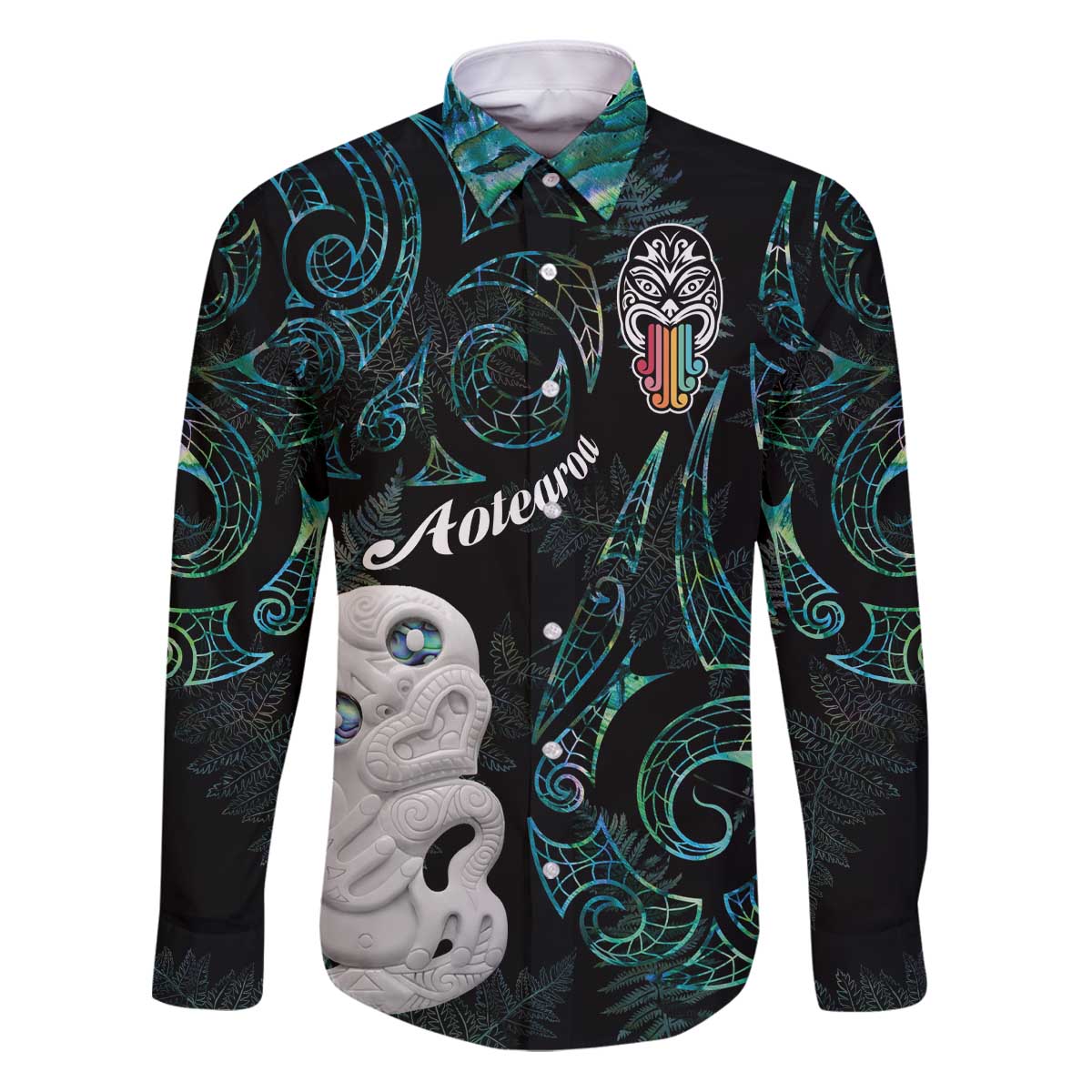 Kia Hara Te reo Maori Family Matching Puletasi and Hawaiian Shirt Manaia Moko Mix Paua Shell