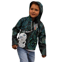 Kia Hara Te reo Maori Kid Hoodie Manaia Moko Mix Paua Shell
