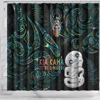 Kia Hara Te reo Maori Shower Curtain Manaia Moko Mix Paua Shell LT7 - Polynesian Pride