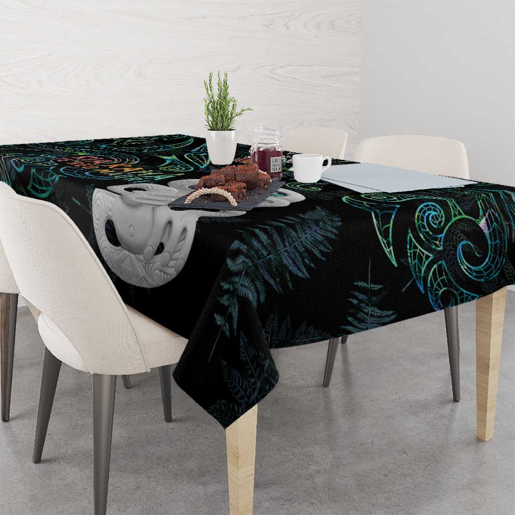 Kia Hara Te reo Maori Tablecloth Manaia Moko Mix Paua Shell