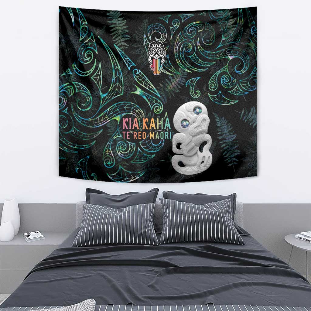 Kia Hara Te reo Maori Tapestry Manaia Moko Mix Paua Shell