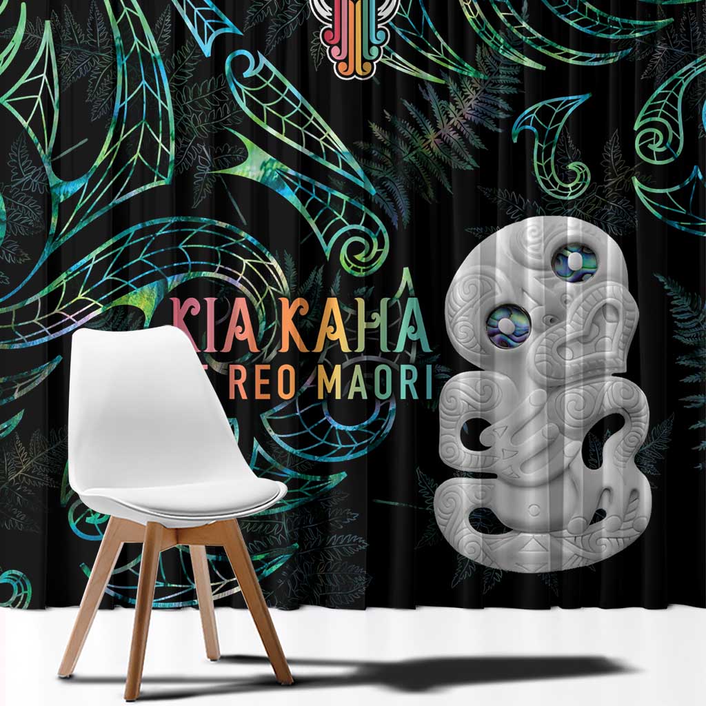 Kia Hara Te reo Maori Window Curtain Manaia Moko Mix Paua Shell