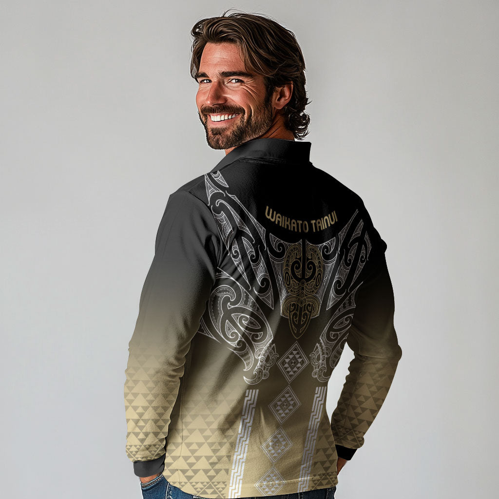 Aotearoa Maori Iwi Heritage Long Sleeve Polo Shirt Waikato Tainui Parauri LT7 - Polynesian Pride