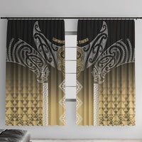 Aotearoa Maori Iwi Heritage Window Curtain Waikato Tainui Parauri LT7 With Hooks Earth Gold - Polynesian Pride