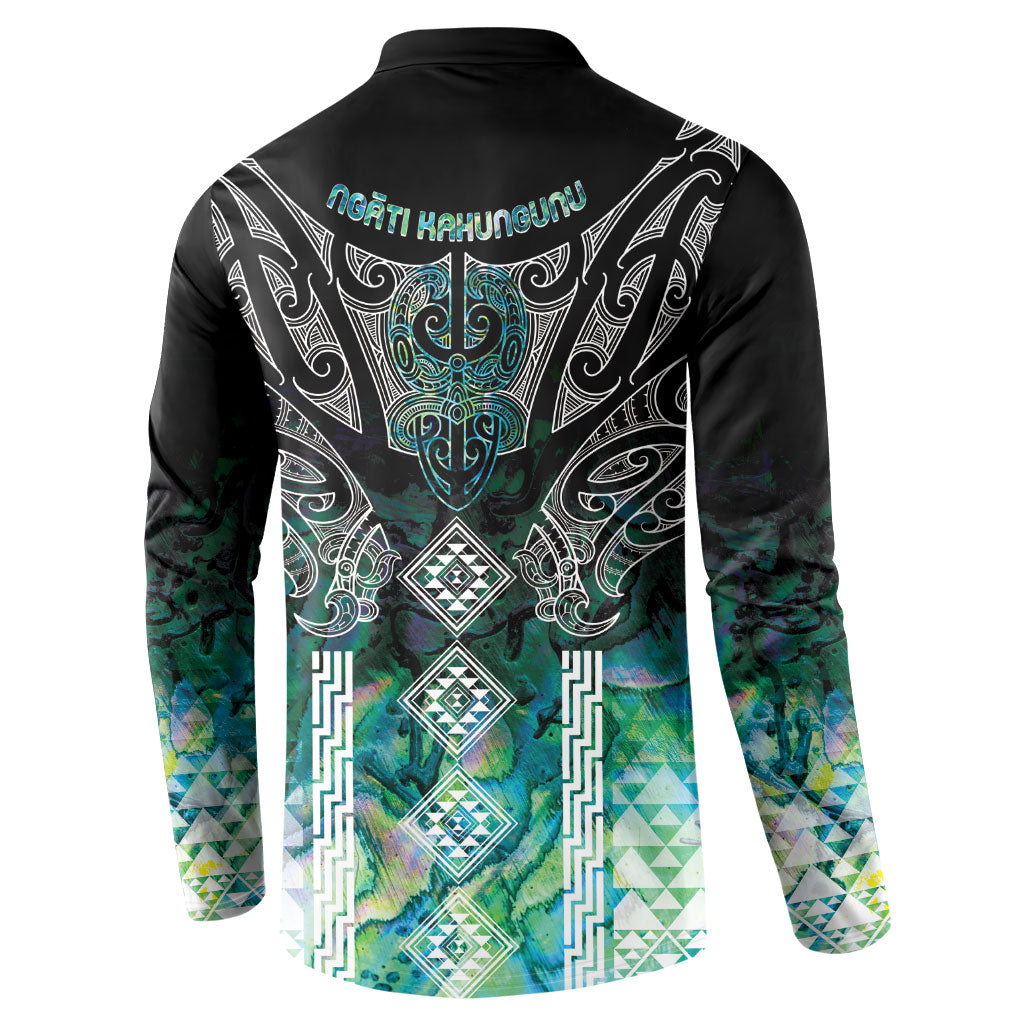 Aotearoa Maori Iwi Heritage Button Sweatshirt Ngati Kahungunu Paua Shell Turquoise LT7 - Polynesian Pride
