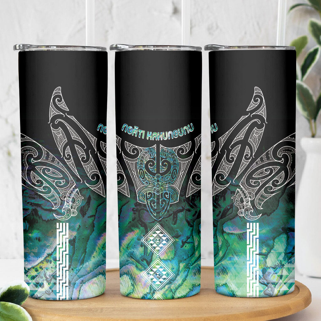 Aotearoa Maori Iwi Heritage Skinny Tumbler Ngati Kahungunu Paua Shell Turquoise LT7 - Polynesian Pride