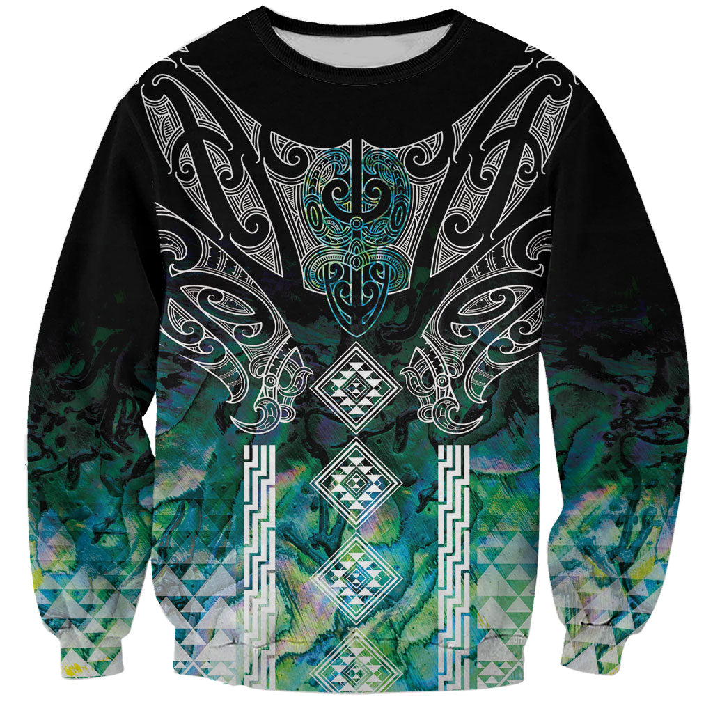 Aotearoa Maori Iwi Heritage Sweatshirt Ngati Kahungunu Paua Shell Turquoise LT7 Unisex Green Blue - Polynesian Pride