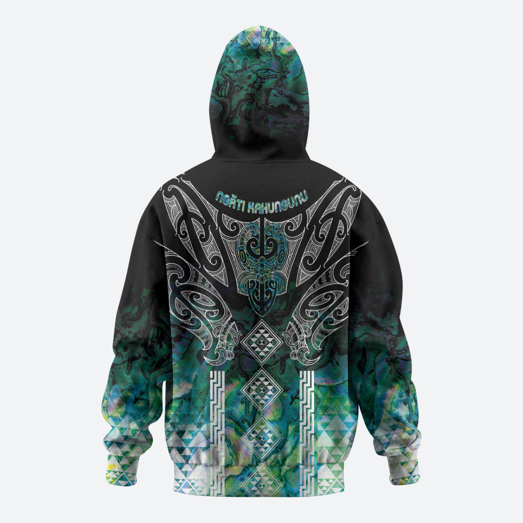 Aotearoa Maori Iwi Heritage Zip Hoodie Ngati Kahungunu Paua Shell Turquoise LT7 - Polynesian Pride