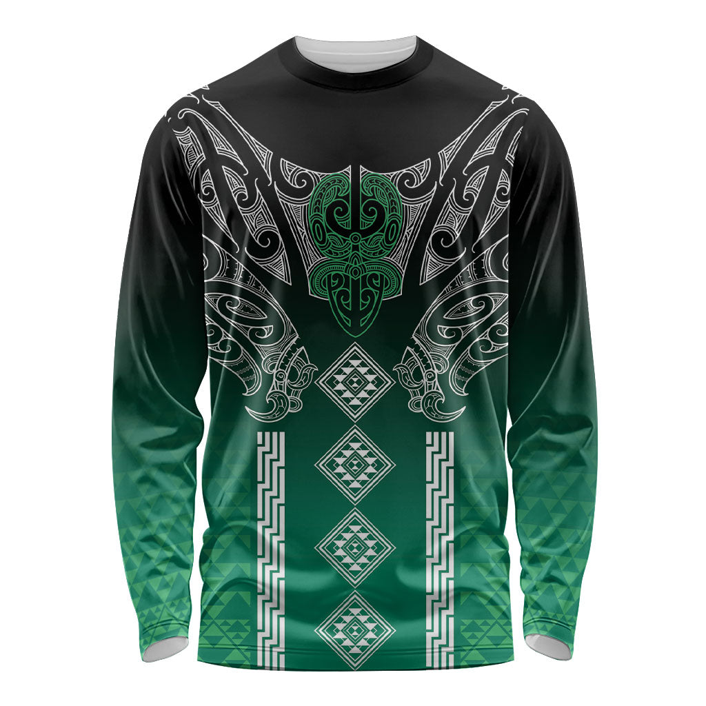 Aotearoa Maori Iwi Heritage Long Sleeve Shirt Ngai Tahu Pounamu Green LT7 Unisex Jade Green - Polynesian Pride