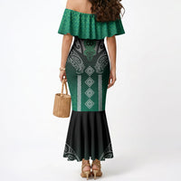 Aotearoa Maori Iwi Heritage Mermaid Dress Ngai Tahu Pounamu Green LT7 - Polynesian Pride