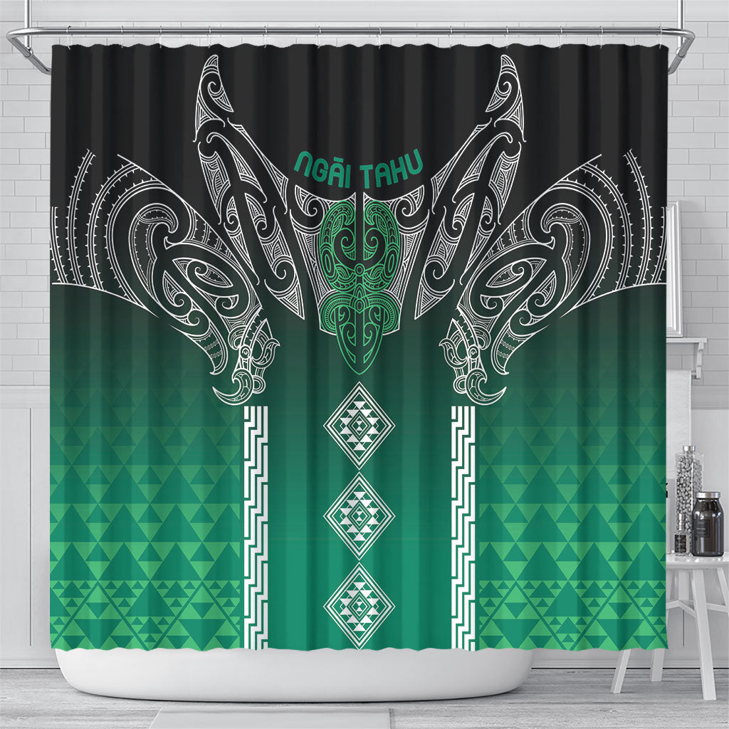 Aotearoa Maori Iwi Heritage Shower Curtain Ngai Tahu Pounamu Green LT7 - Polynesian Pride