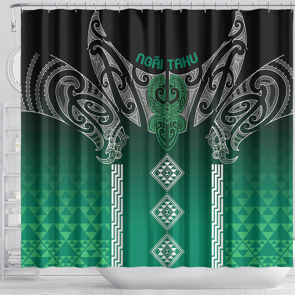 Aotearoa Maori Iwi Heritage Shower Curtain Ngai Tahu Pounamu Green LT7 - Polynesian Pride
