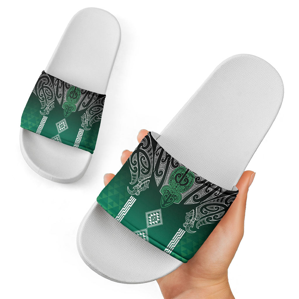 Aotearoa Maori Iwi Heritage Slide Sandals Ngai Tahu Pounamu Green LT7 - Polynesian Pride