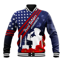 Pearl Harbor Remembrance Day Baseball Jacket Poppy Mix Style LT7 Unisex Navy Blue - Polynesian Pride
