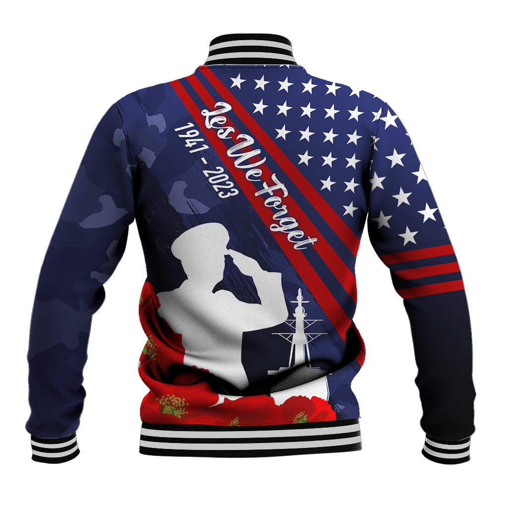 Pearl Harbor Remembrance Day Baseball Jacket Poppy Mix Style LT7 - Polynesian Pride