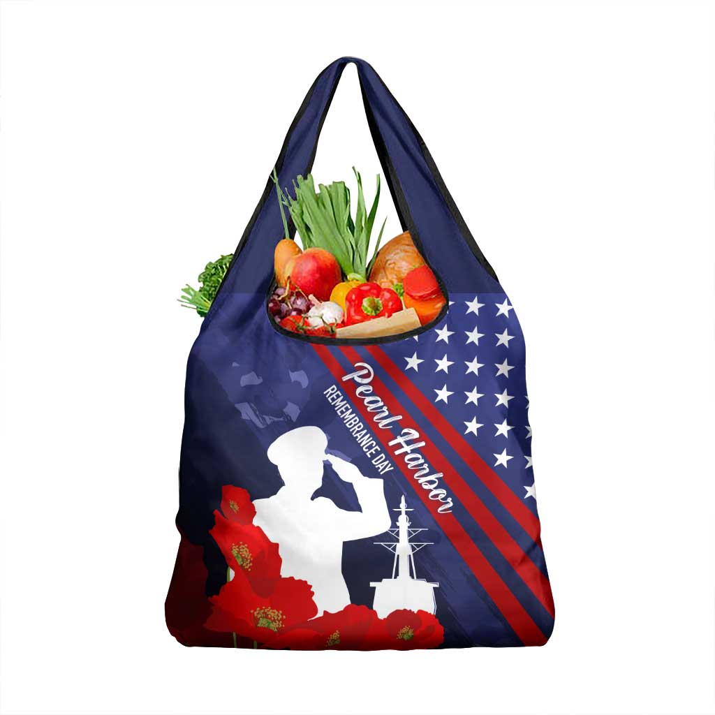 Pearl Harbor Remembrance Day Grocery Bag Poppy Mix Style LT7 1-pack One Size Navy Blue - Polynesian Pride