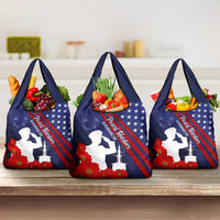 Pearl Harbor Remembrance Day Grocery Bag Poppy Mix Style LT7 3-pack One Size Navy Blue - Polynesian Pride