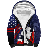 Pearl Harbor Remembrance Day Sherpa Hoodie Poppy Mix Style LT7 Unisex Navy Blue - Polynesian Pride