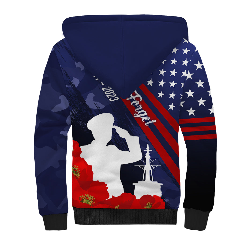 Pearl Harbor Remembrance Day Sherpa Hoodie Poppy Mix Style LT7 - Polynesian Pride