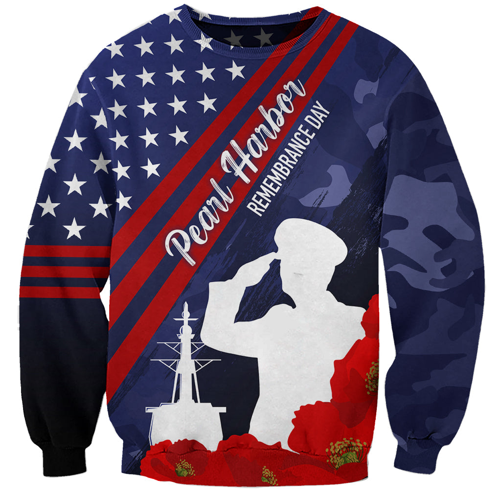 Pearl Harbor Remembrance Day Sweatshirt Poppy Mix Style LT7 Unisex Navy Blue - Polynesian Pride