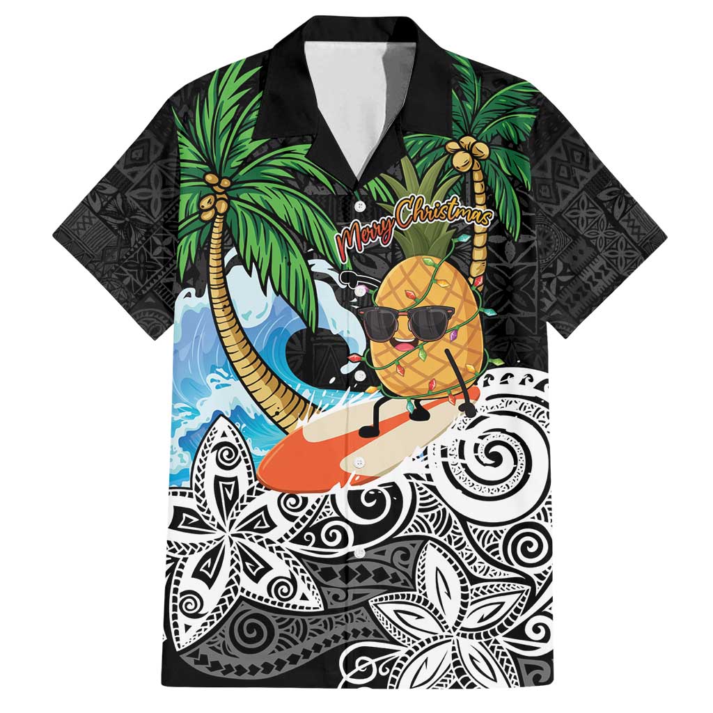 Tropical Christmas Polynesian Family Matching Puletasi and Hawaiian Shirt Funny Surfing Pineapple