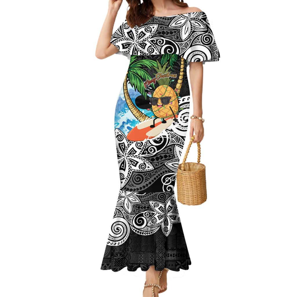 Tropical Christmas Polynesian Mermaid Dress Funny Surfing Pineapple