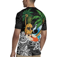 Tropical Christmas Polynesian Rugby Jersey Funny Surfing Pineapple