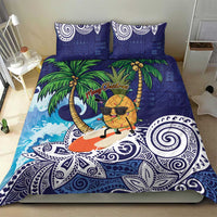 Tropical Christmas Polynesian Bedding Set Funny Surfing Pineapple Blue LT7 - Polynesian Pride