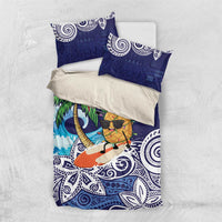 Tropical Christmas Polynesian Bedding Set Funny Surfing Pineapple Blue LT7 US Twin 172cm x 218cm Blue - Polynesian Pride