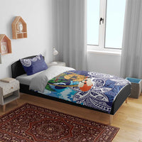 Tropical Christmas Polynesian Bedding Set Funny Surfing Pineapple Blue LT7 - Polynesian Pride
