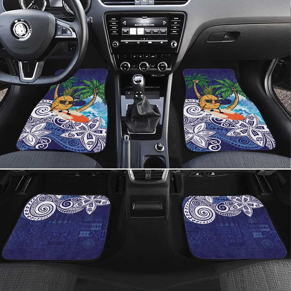 Tropical Christmas Polynesian Car Mats Funny Surfing Pineapple Blue