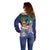 Tropical Christmas Polynesian Off Shoulder Sweater Funny Surfing Pineapple Blue