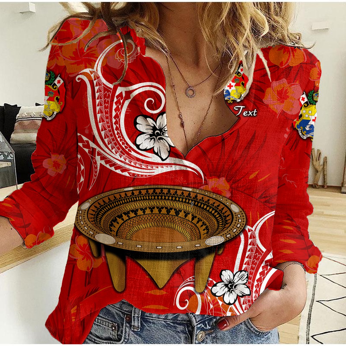 (Custom Personalised) Tonga Kumete Kava Bowl Sila Vibes - Red Women Casual Shirt LT8 Female 2XL Red - Polynesian Pride