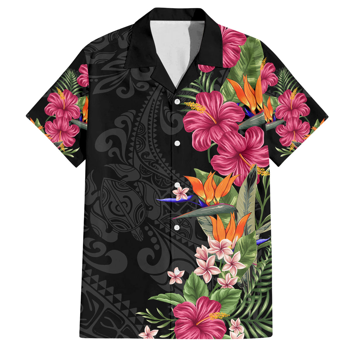 Hawaii Flowers Tribal Pattern  Family Matching Tank Maxi Dress and Hawaiian Shirt LT9