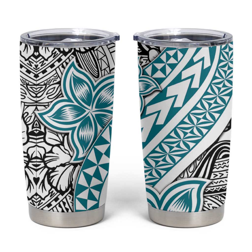 Turquoise Traditional Polynesian Tribal Tattoo Retro Tumbler Cup