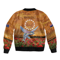 Cook Islands ANZAC Day Personalised Bomber Jacket with Poppy Field LT9 - Polynesian Pride