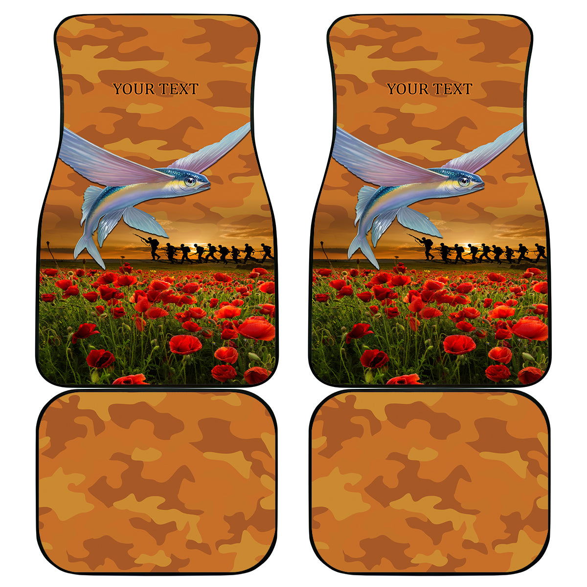Cook Islands ANZAC Day Personalised Car Mats with Poppy Field LT9 - Polynesian Pride